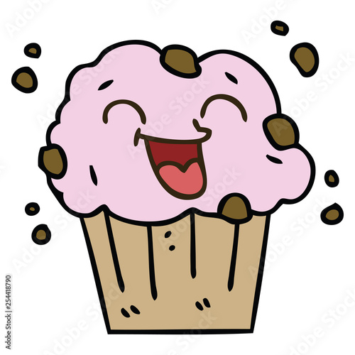 quirky hand drawn cartoon happy muffin
