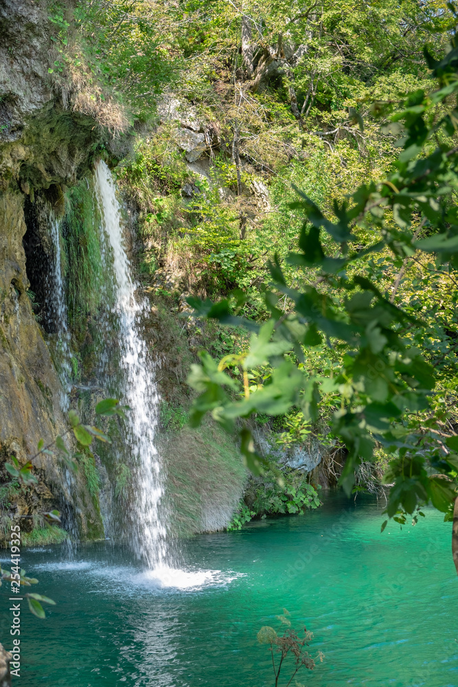 Galovacki Buk waterfall, one of the largest waterfalls in Plitvice Lakes National Park, Croatia - obrazy, fototapety, plakaty 