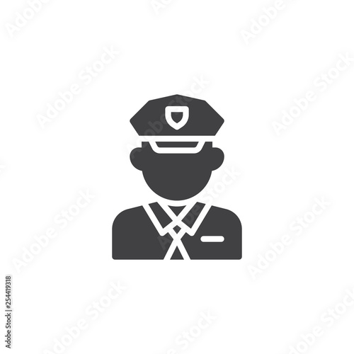 Policeman avatar vector icon. filled flat sign for mobile concept and web design. Police officer cop glyph icon. Faceless people avatar symbol, logo illustration. Pixel perfect vector graphics
