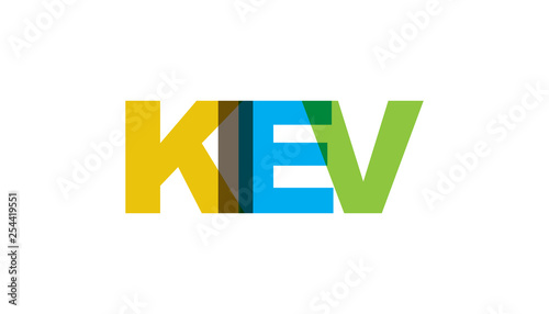 Free Download Kiev, phrase overlap color no transparency. Concept of simple text for typography poster, sticker design, apparel print, greeting card or postcard. Graphic slogan isolated on white background. - GFXLoad