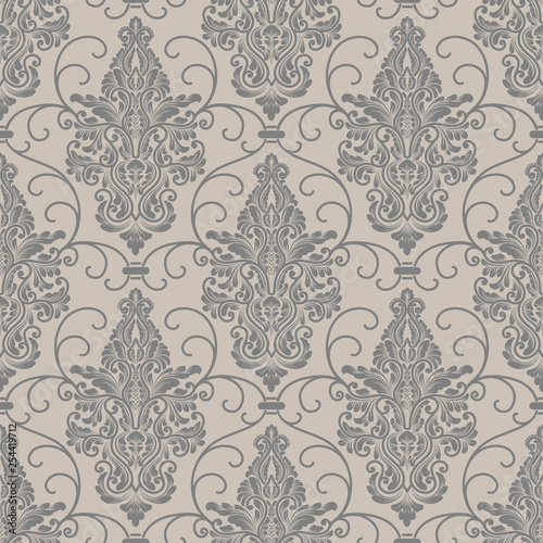 Vector damask seamless pattern background. Classical luxury old fashioned damask ornament, royal victorian seamless texture for wallpapers, textile, wrapping. Exquisite floral baroque template.