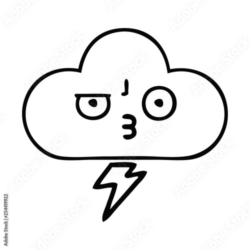 line drawing cartoon thunder cloud