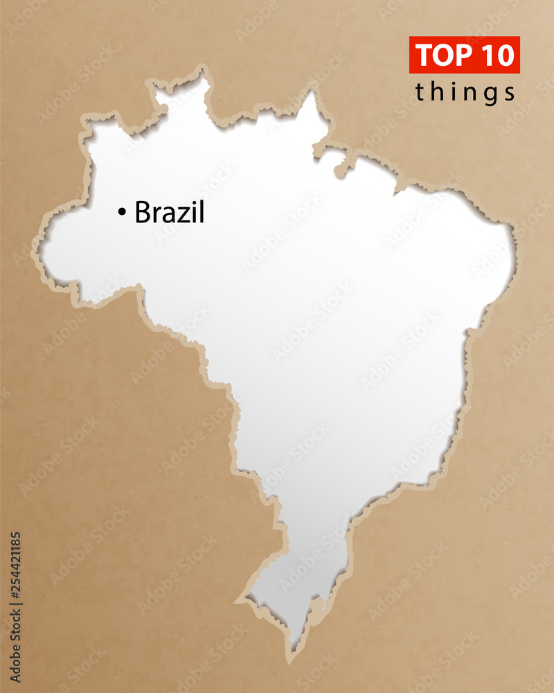 Brazil map vector. Brazilian maps craft paper texture. Empty template ...