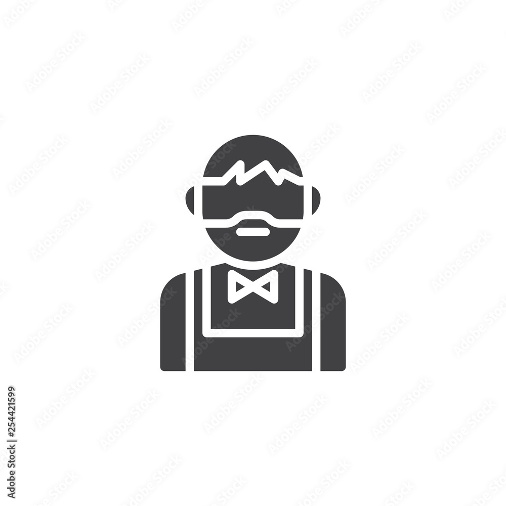 Bearded bartender vector icon. filled flat sign for mobile concept and web design. Barista man glyph icon. Faceless people avatar symbol, logo illustration. Pixel perfect vector graphics Bearded bartender vector icon. filled flat sign for mobile concept and web design. Barista man glyph icon. Faceless people avatar symbol, logo illustration. Pixel perfect vector graphics