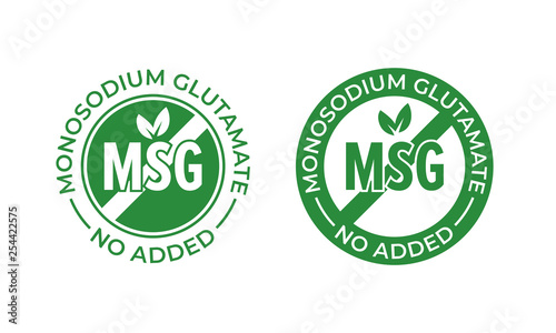 Glutamate no added vector icon. Contain no MSG monosodium glutamate food package seal stamp