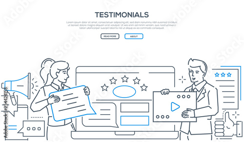 Company testimonials - line design style web banner