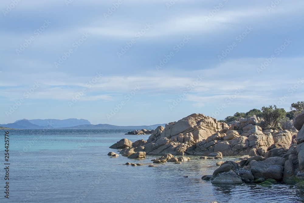 Beach with granite rocks in Costa Smeralda Sardinia