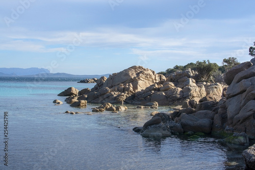 Beach with granite rocks in Costa Smeralda Sardinia