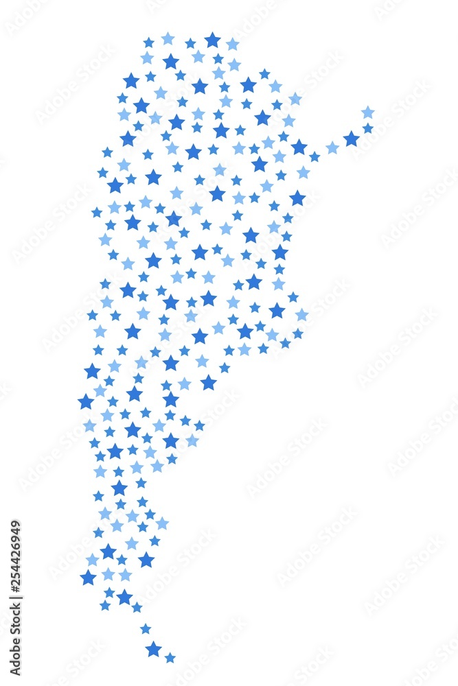 Argentina map background with blue stars of different sizes vector illustration eps