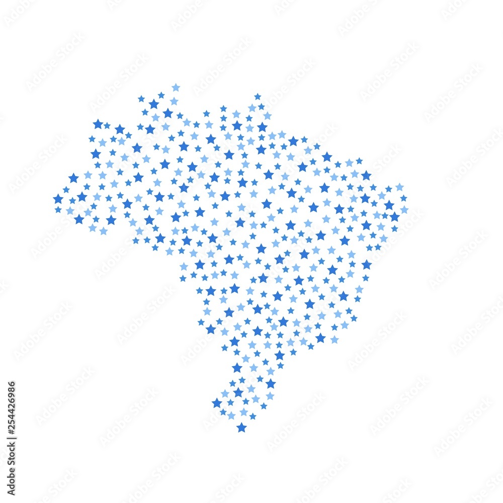 Brazil map background with blue stars of different sizes vector illustration eps
