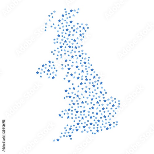 united kingdom  map background with blue stars of different sizes vector illustration eps
