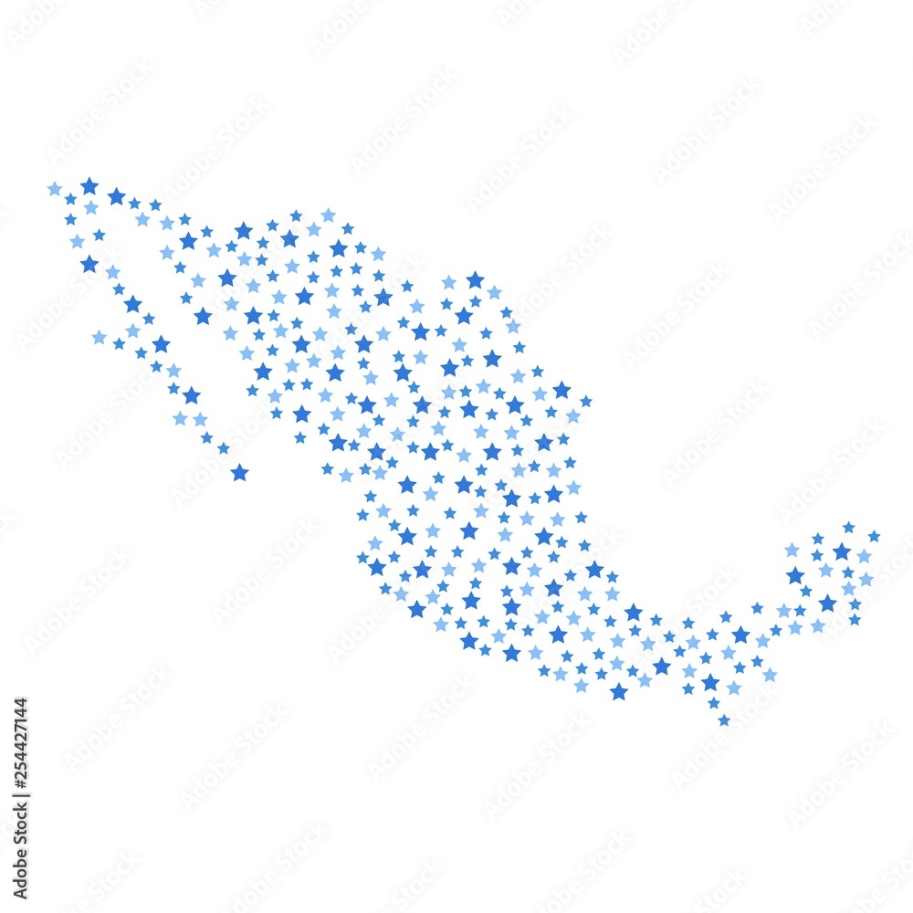 Mexico map background with blue stars of different sizes vector illustration eps
