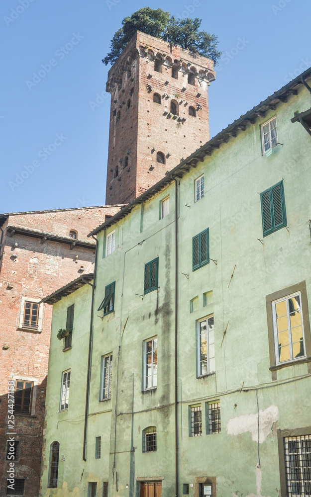 Torre Guinini en Lucca , Pueblo de la región de la Toscana en Italia