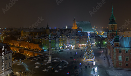 Wallpaper Mural Aerial view of the old city in Warsaw at night Torontodigital.ca