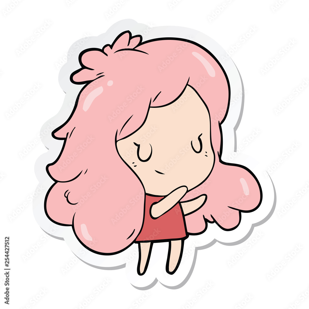 sticker of a cartoon girl sticker of a cartoon girl