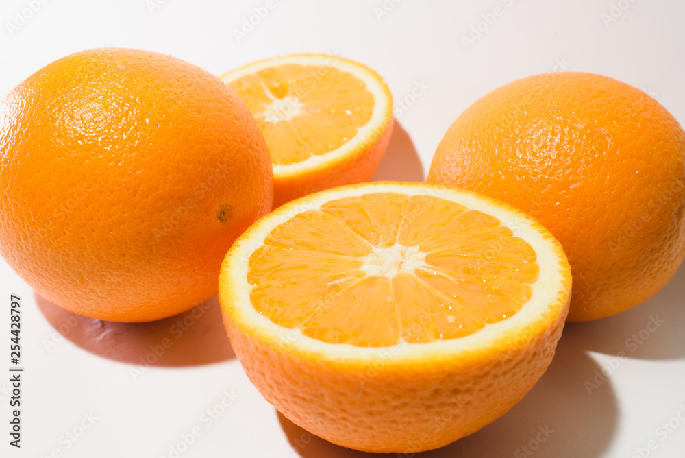 Orange halves on white background Orange halves on white background