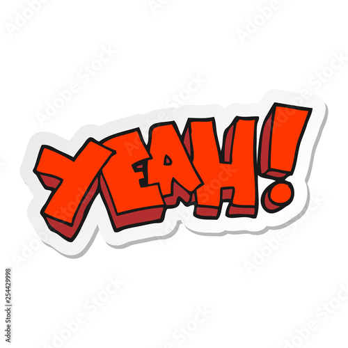sticker of a yeah cartoon shout