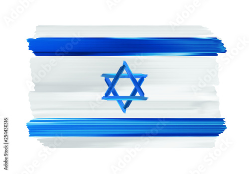 Israel colorful brush strokes painted flag.