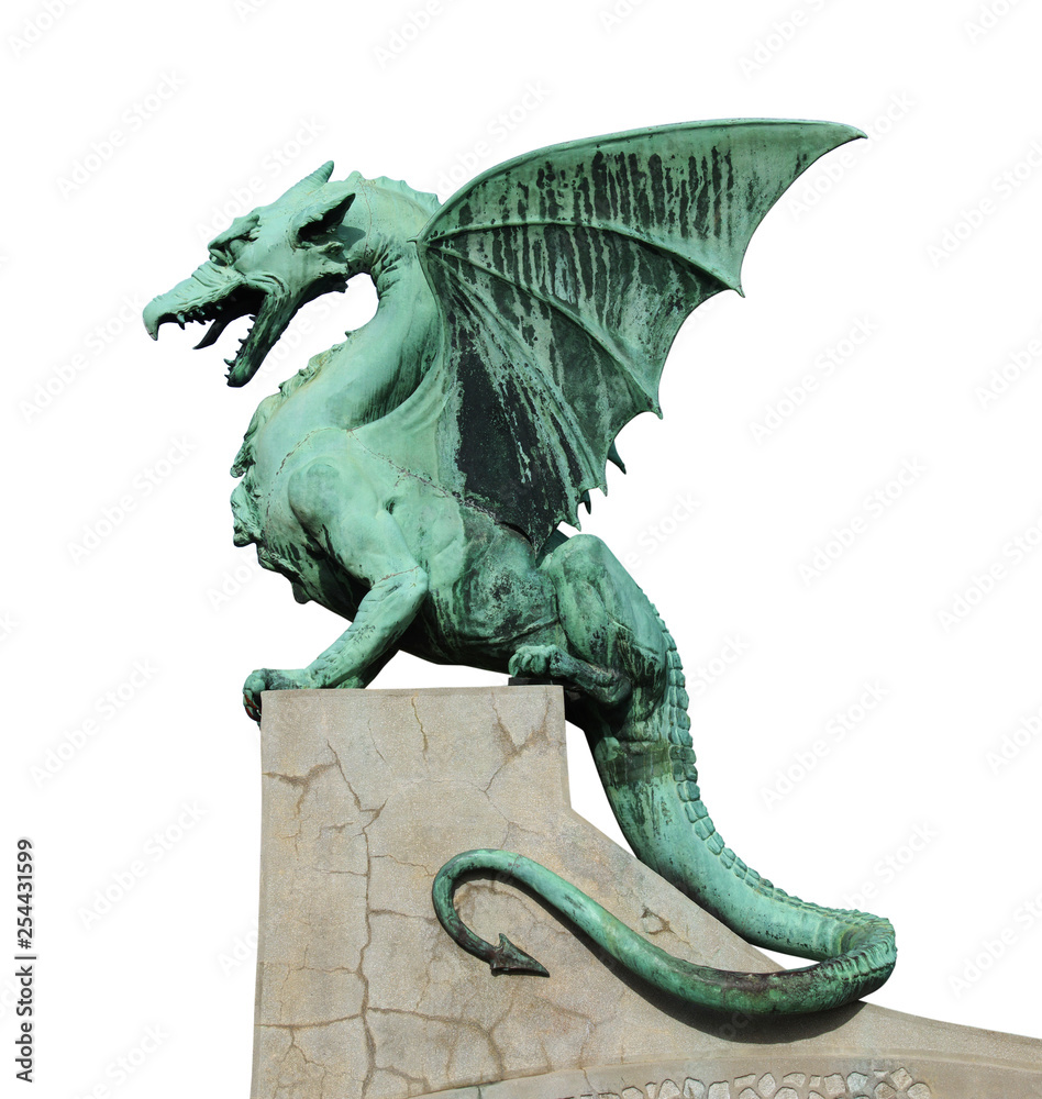 Fototapeta premium Draogn from the Dragon bridge in Ljubljana Slovenia
