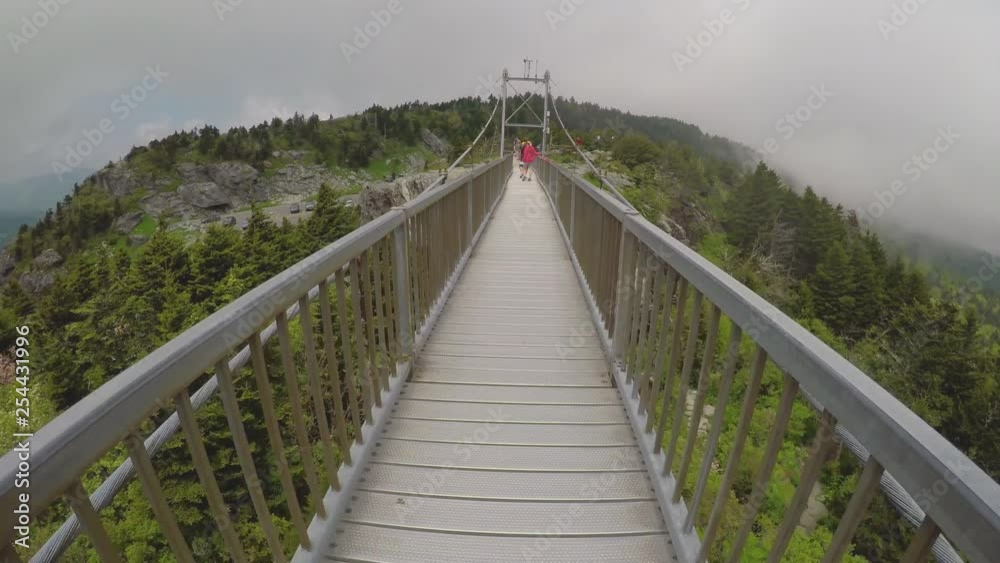 165 POV of walking on a Metallic Hanging bridge 165 POV of walking on a Metallic Hanging bridge