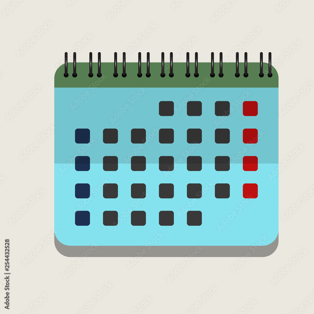 Flat calendar icon, flat calender on wall - vector illustration Flat calendar icon, flat calender on wall - vector illustration