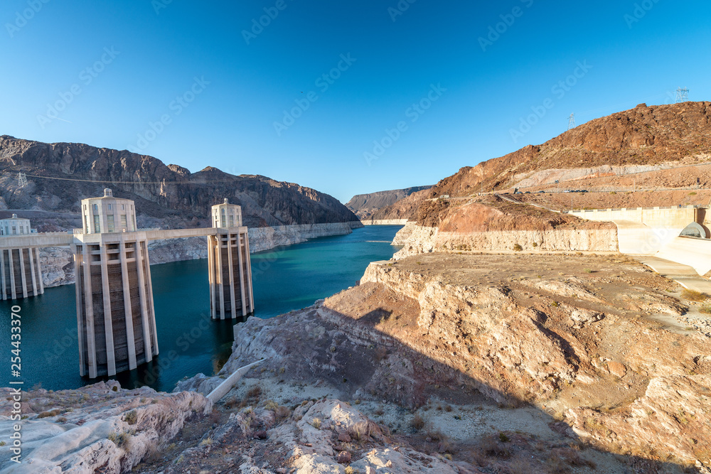 Hoover Dam, USA. Hydroelectric power station on the border of Arizona and Nevada