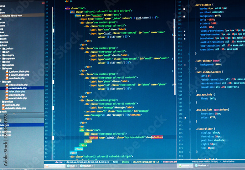 Php code on blue background in code editor