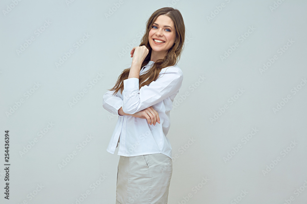 smiling businesswoman with long hair smiling businesswoman with long hair