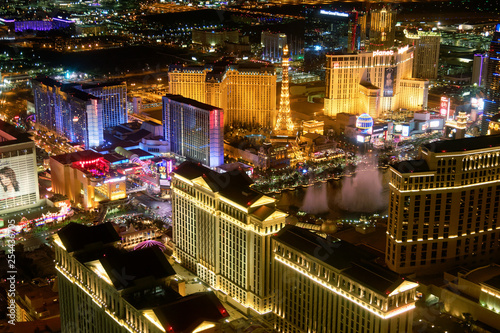 LAS VEGAS - JUNE 30, 2018: City view from helicopter at night. The city is the most famous world gambling destination