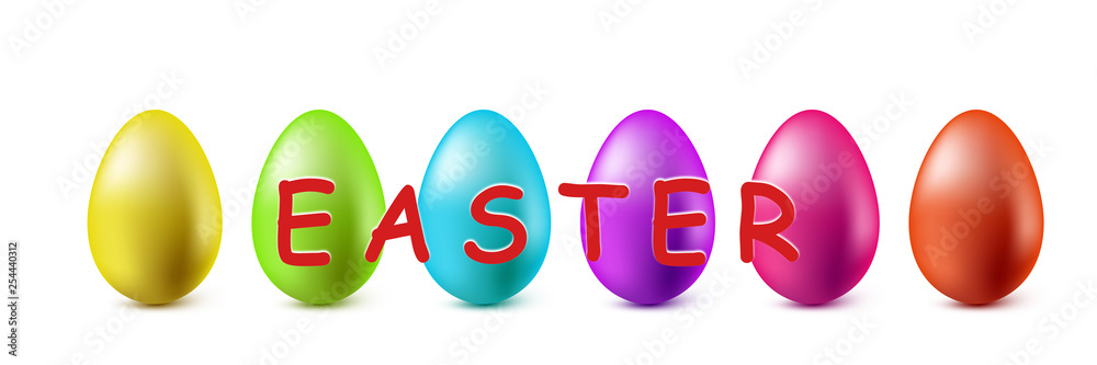 Color Easter eggs stand in a row on a white background. Color Easter eggs stand in a row on a white background.