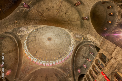 Obraz na plátně View of the ceiling of the church of the Holy Spirit with different cupolas