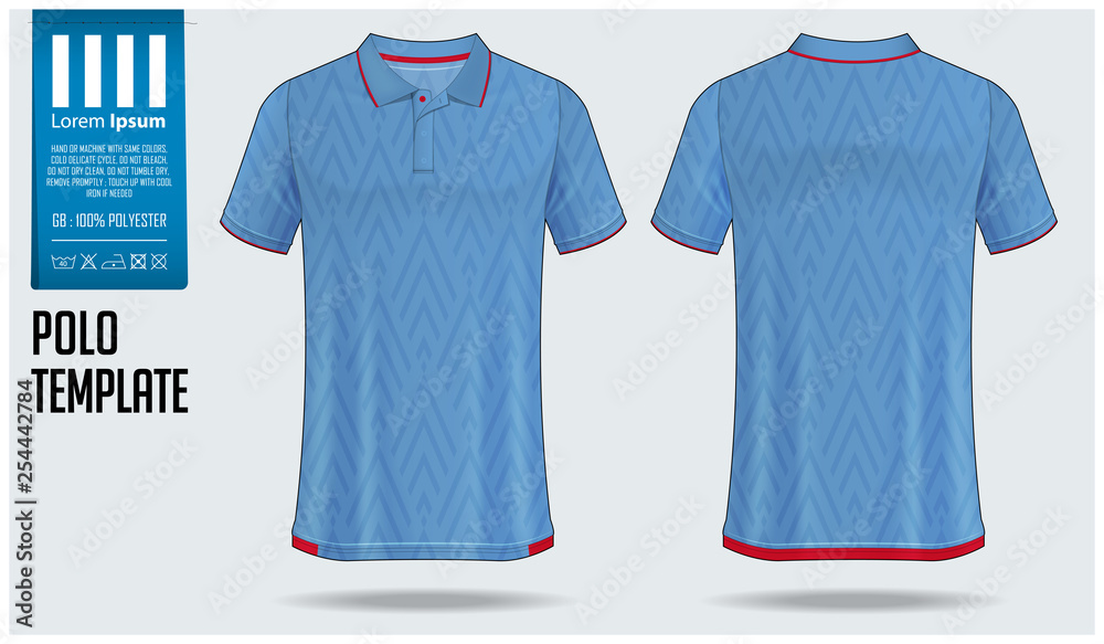Soccer Jersey Template Blue Color Red Stock Illustration