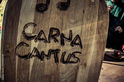 Wooden sigh of carnacantus during carnaval in Holland photo