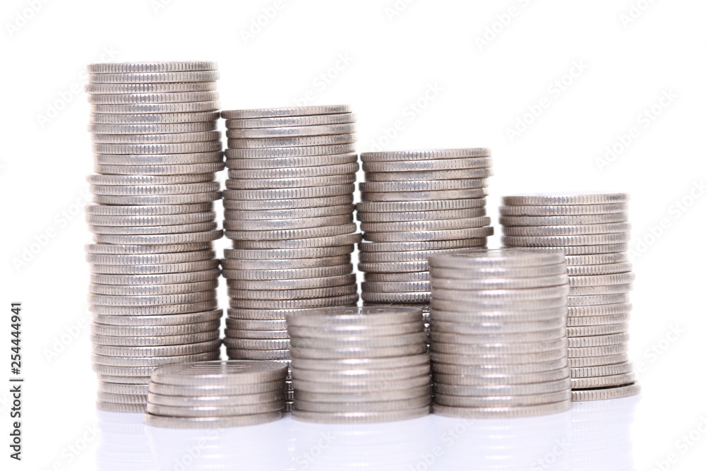 stacked Japanese 100 yen coins step up and step down graph stacked Japanese 100 yen coins step up and step down graph