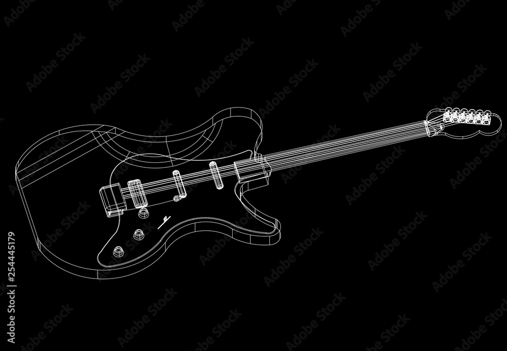 Obraz premium Electric guitar Architect blueprint