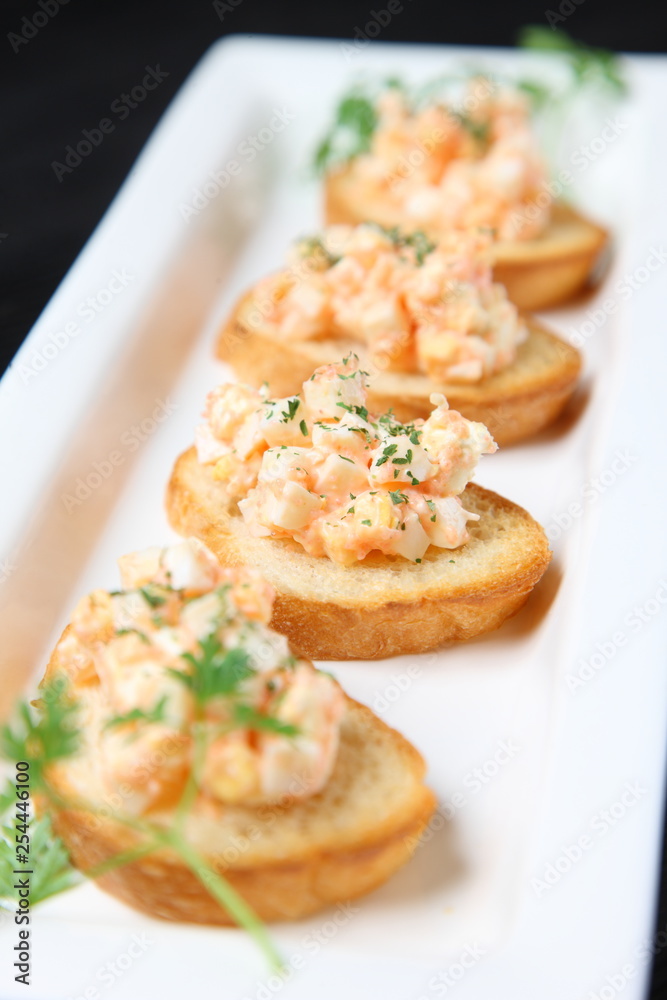 egg and cod roe canape