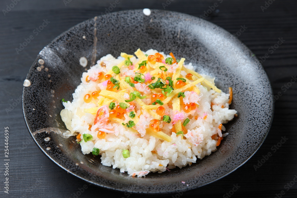 scattered sushi with salmon roe scattered sushi with salmon roe