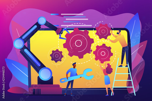 Collaborative robotics concept vector illustration.
