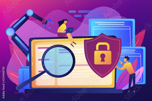 Industrial cybersecurity concept vector illustration.
