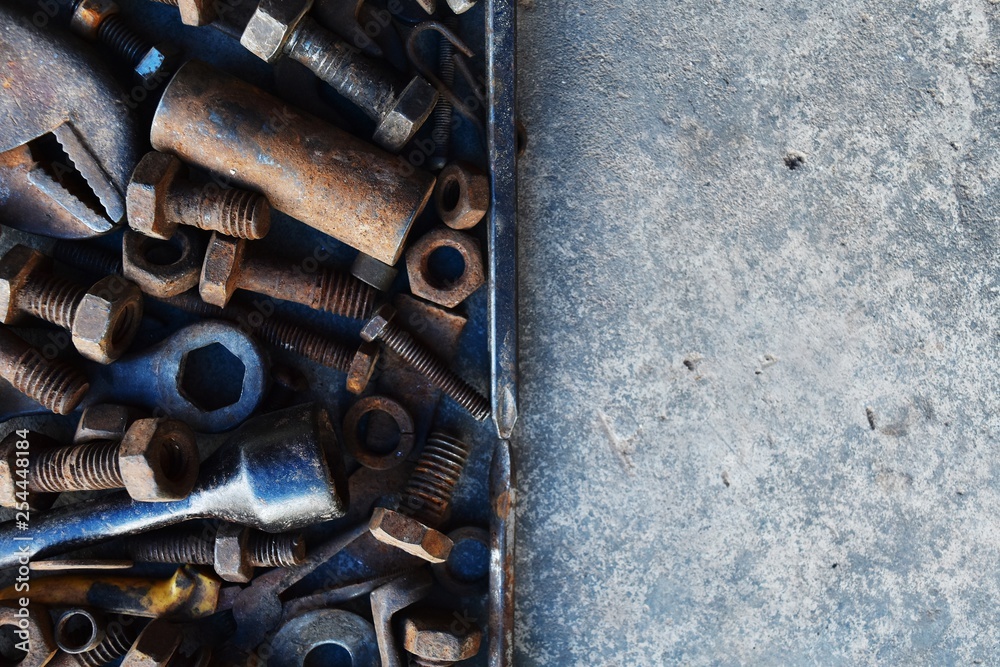 many rust steel on cement ground many rust steel on cement ground