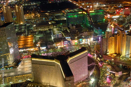 LAS VEGAS - JUNE 30, 2018: City view from helicopter at night. The city is the most famous world gambling destination