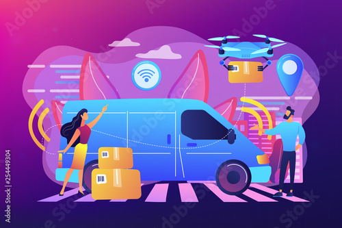Autonomous courier concept vector illustration.