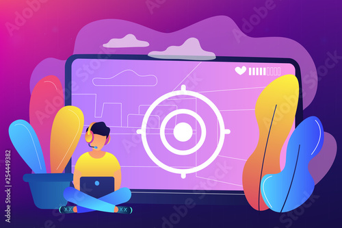 Video game walkthrough concept vector illustration.