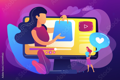 Shopping sprees video concept vector illustration.