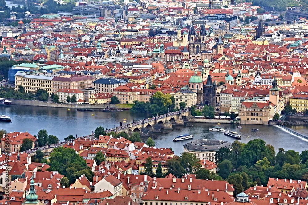View of Prague, the capital city of the Czech Republic- snapshot of the summer