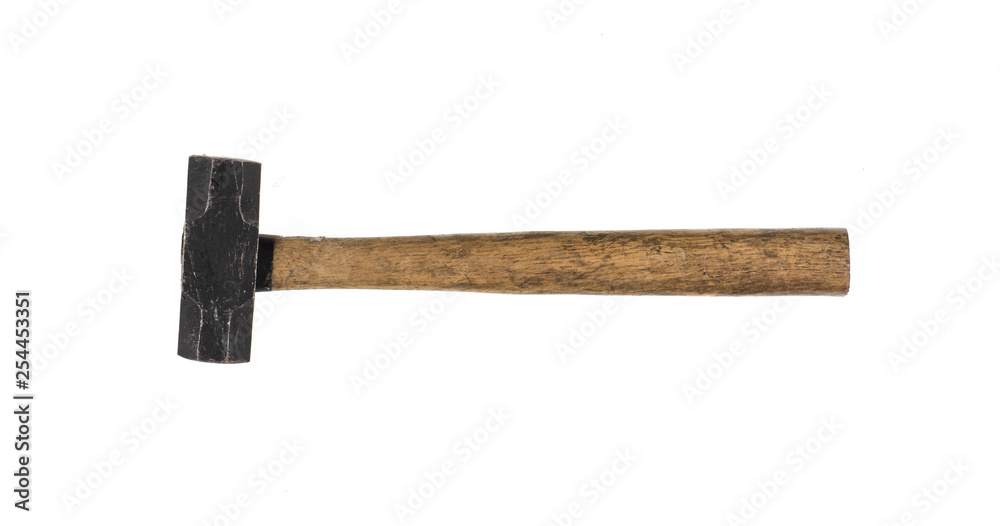 iron hammer with wooden handle isolated on white background iron hammer with wooden handle isolated on white background