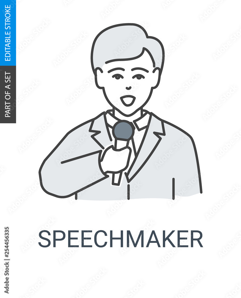 speaker in suit and with microphone icon
