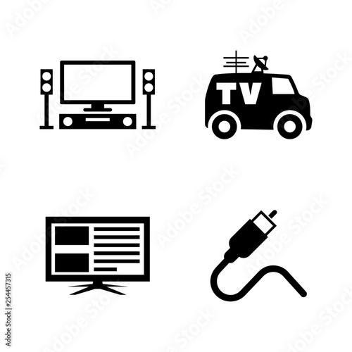 TV Broadcast. Simple Related Vector Icons