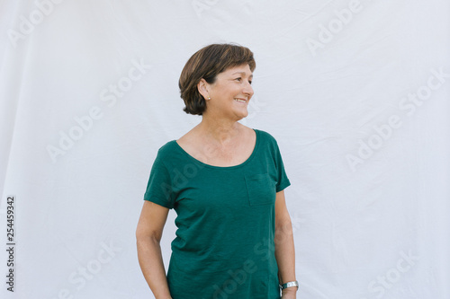 Profile of senior woman on white background