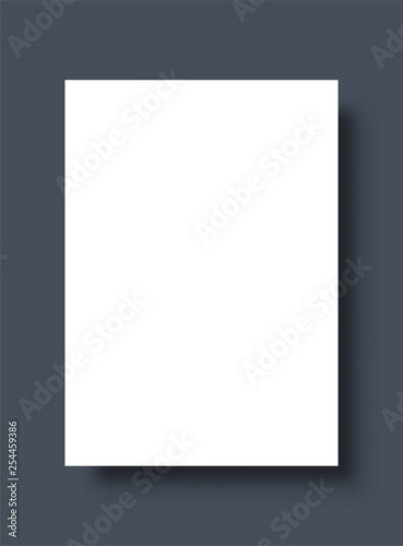 Empty white poster. Paper blank template. Vector illustration.